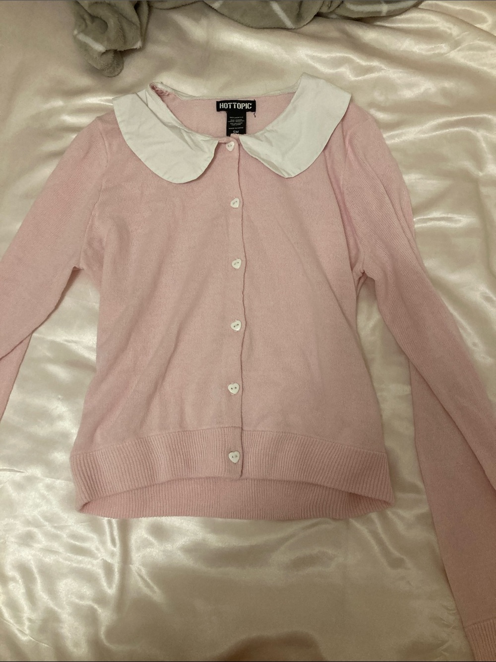 Hot Topic Light Pink Cardigan with White Peter Pan Collar